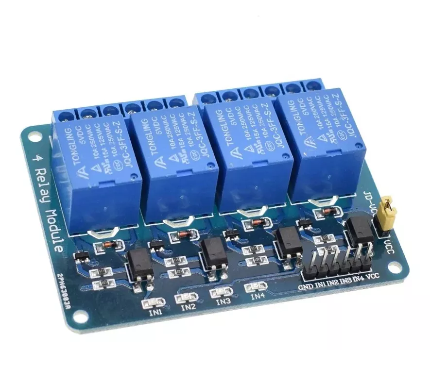 Módulo Relé 4 Canales 5V – Control de Cargas Múltiples para Automatización
