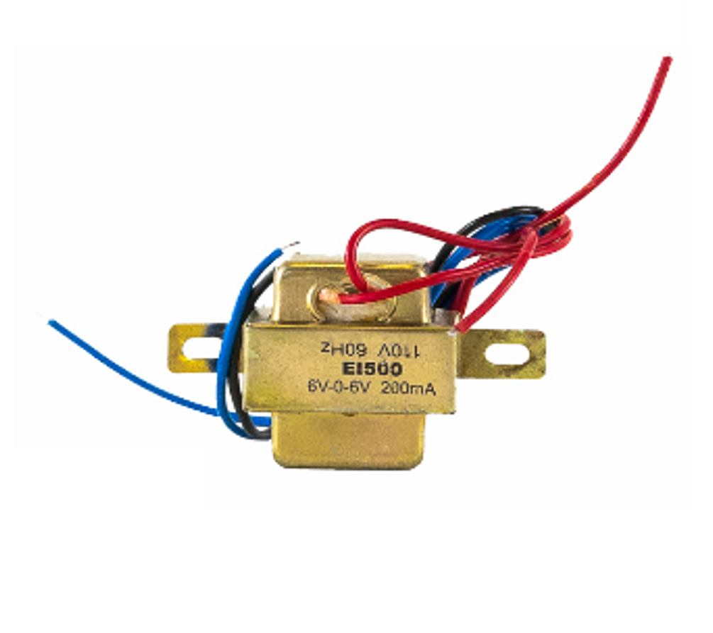 Transformador de Onda Completa EI-500 – AC/AC, 6V-0-6V, 200mA, 1.2W